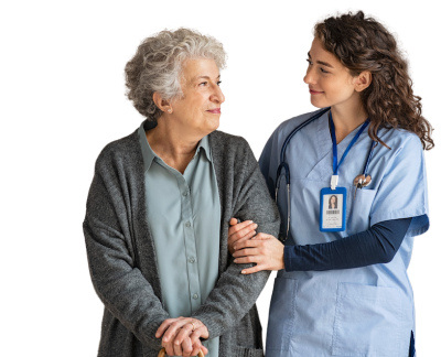 Nurse working with patient.