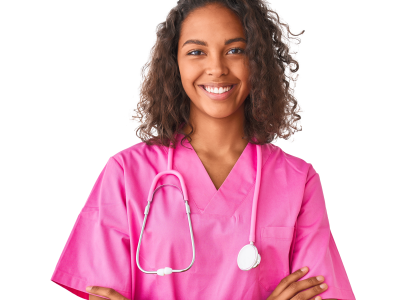 nurse in pink scrubs
